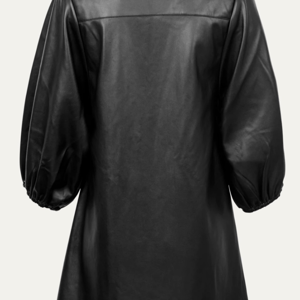 Dolce Cabo Vegan Leather Puff Sleeve Shirt Dress - Picture 6 of 7